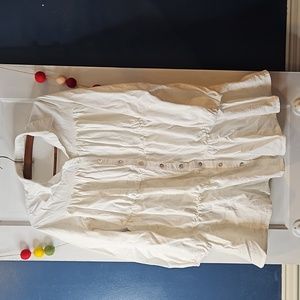 ⭐️Crinkle cotton tiered opal button down long sleeve dress